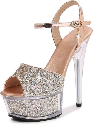 14.5CM/5.70IN Women's Exposed Toe Platform High Heels Shoes Stiletto Sandals Dress High Heeled Wedding Party Office Pumps Shoes