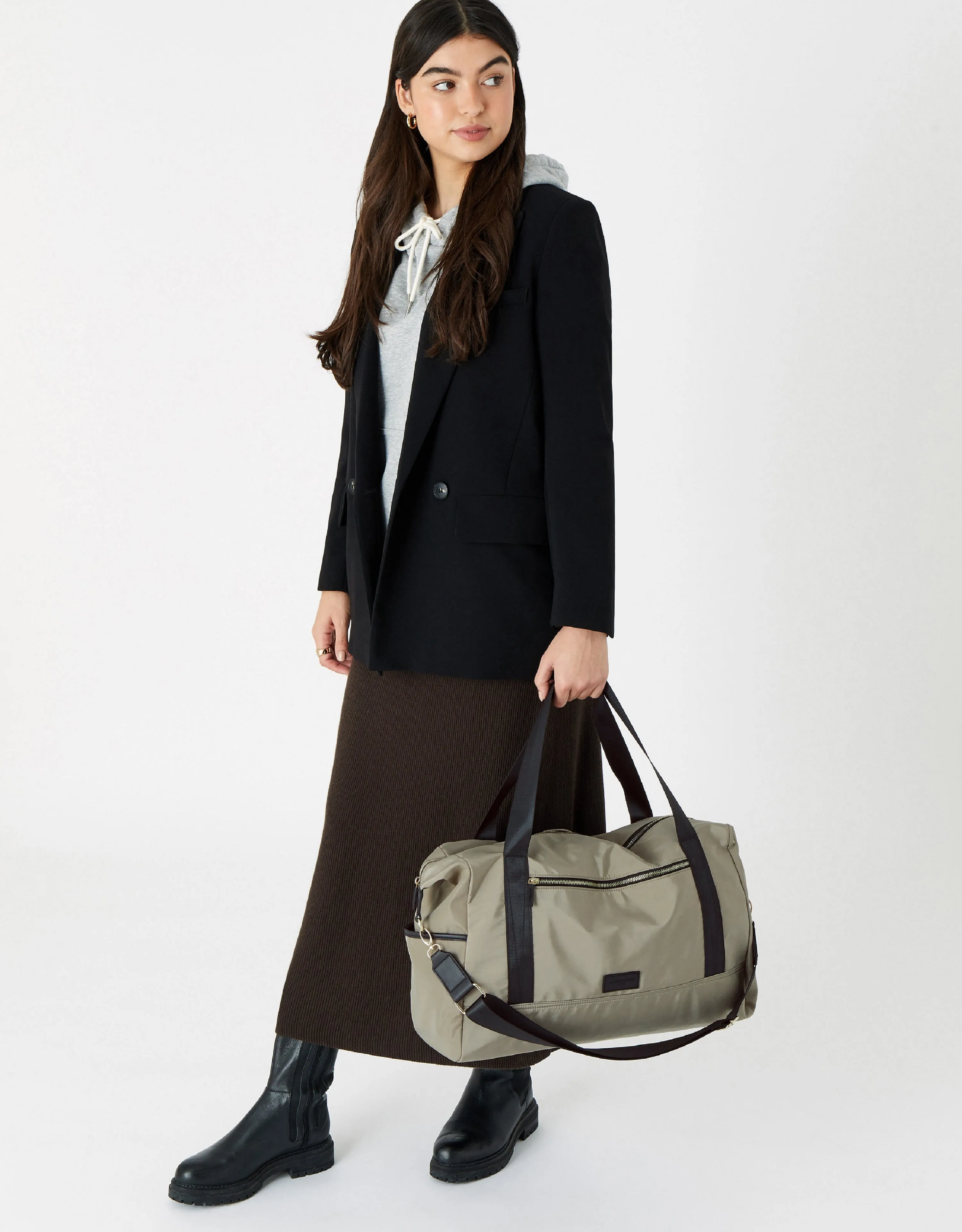 Accessorize London women's Beige Rowan Large Weekender bag