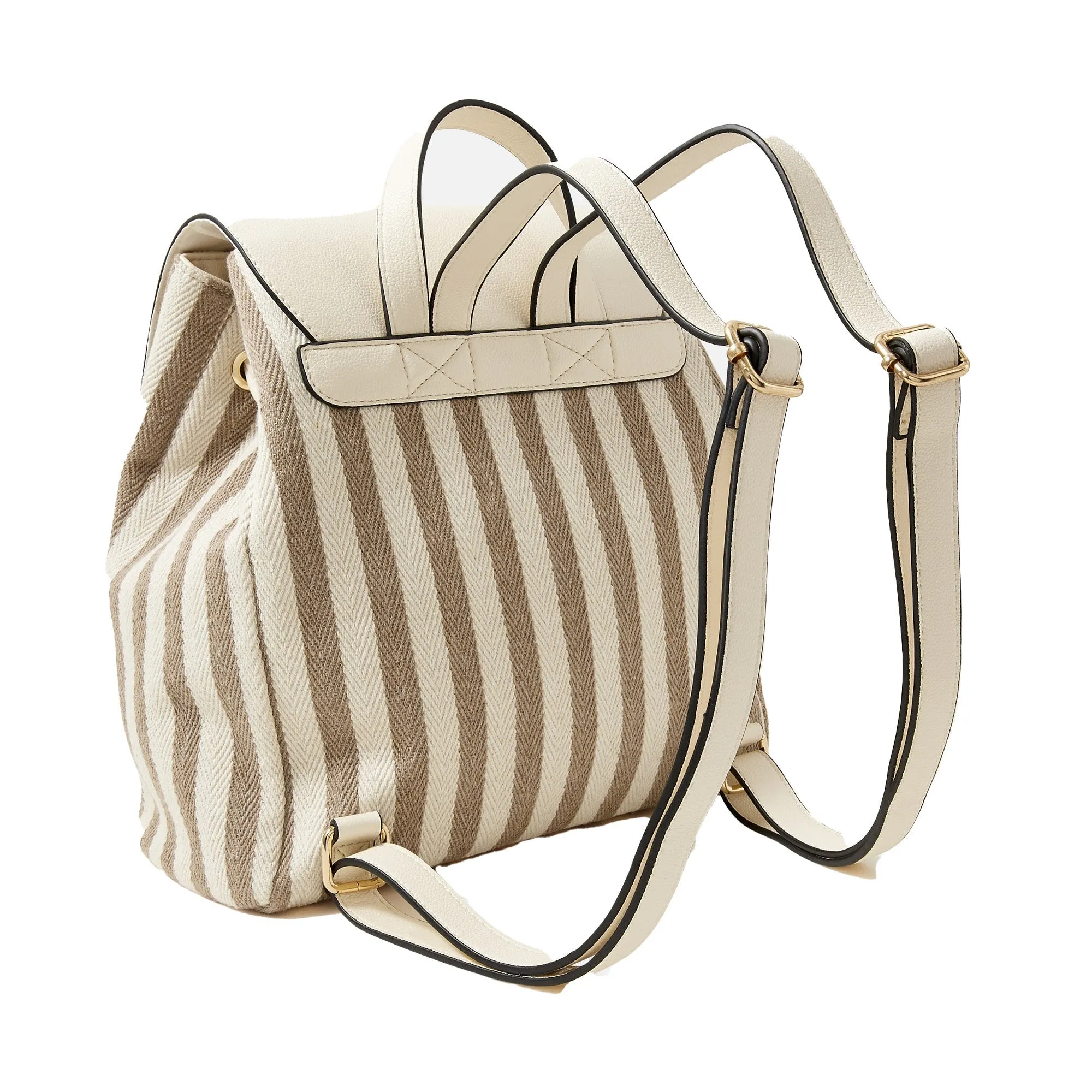 Accessorize London Women's Faux Leather Pink Woven stripe rucksack Backpack