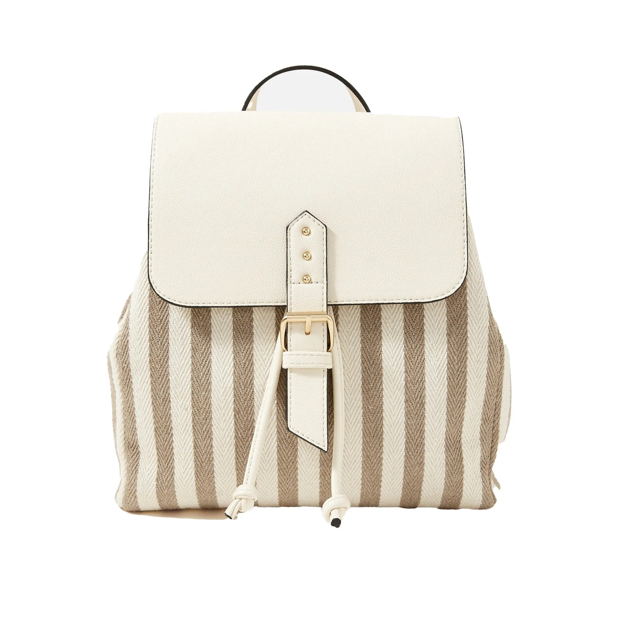 Accessorize London Women's Faux Leather Pink Woven stripe rucksack Backpack