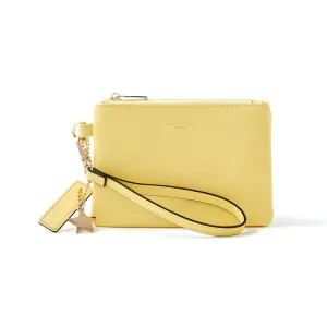 Accessorize London Women's Faux Leather Yellow Charm Wristlet Wallet
