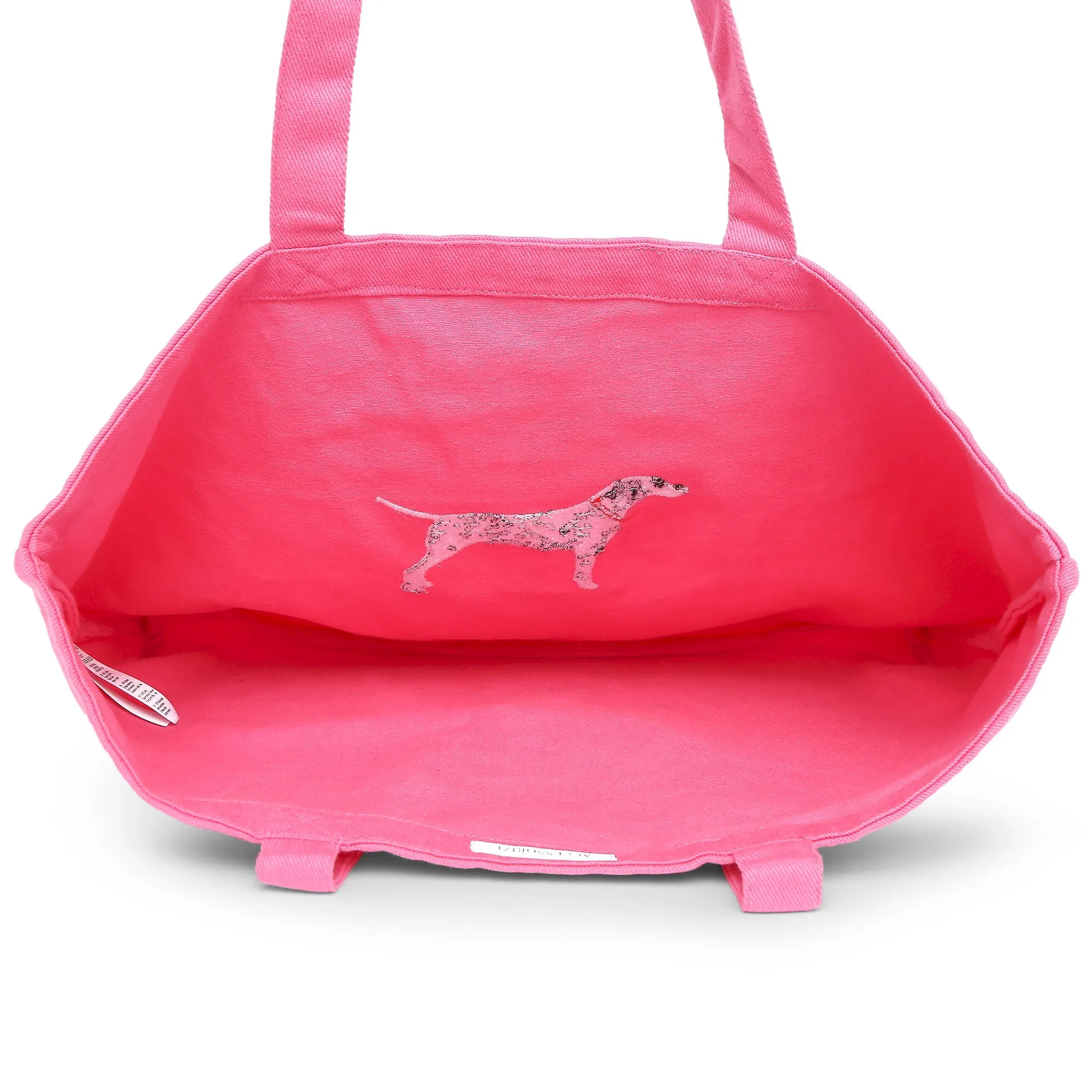 Accessorize London Women's Pure Organic Cotton Pink Dalmatian Embroidered Shopper Bag