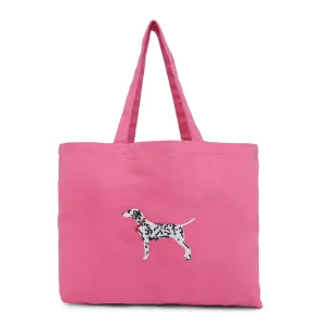 Accessorize London Women's Pure Organic Cotton Pink Dalmatian Embroidered Shopper Bag