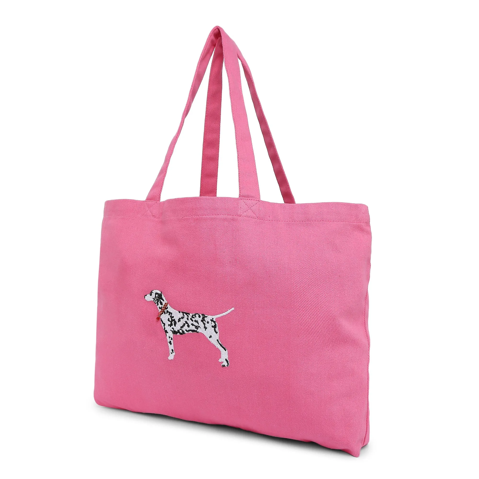 Accessorize London Women's Pure Organic Cotton Pink Dalmatian Embroidered Shopper Bag