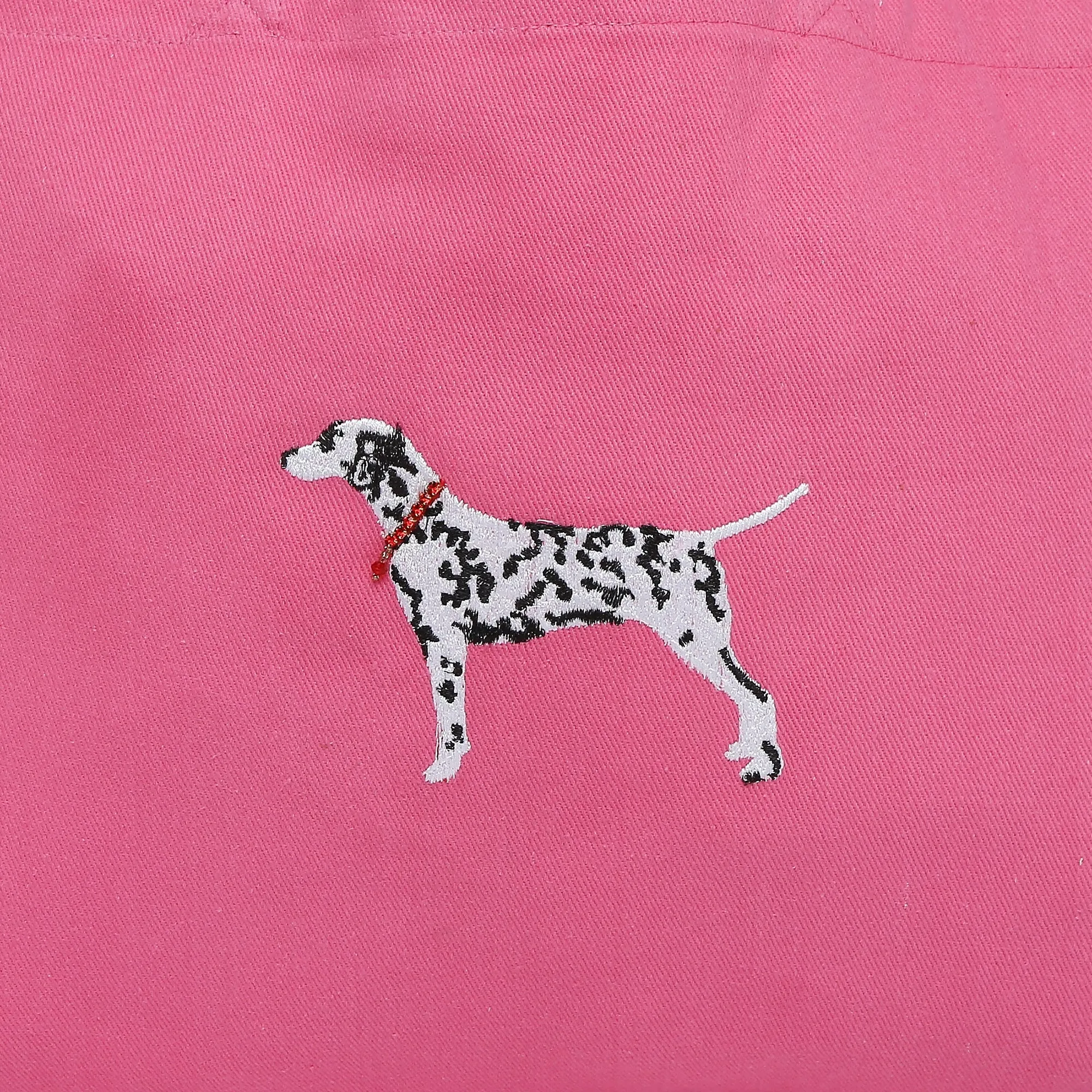 Accessorize London Women's Pure Organic Cotton Pink Dalmatian Embroidered Shopper Bag
