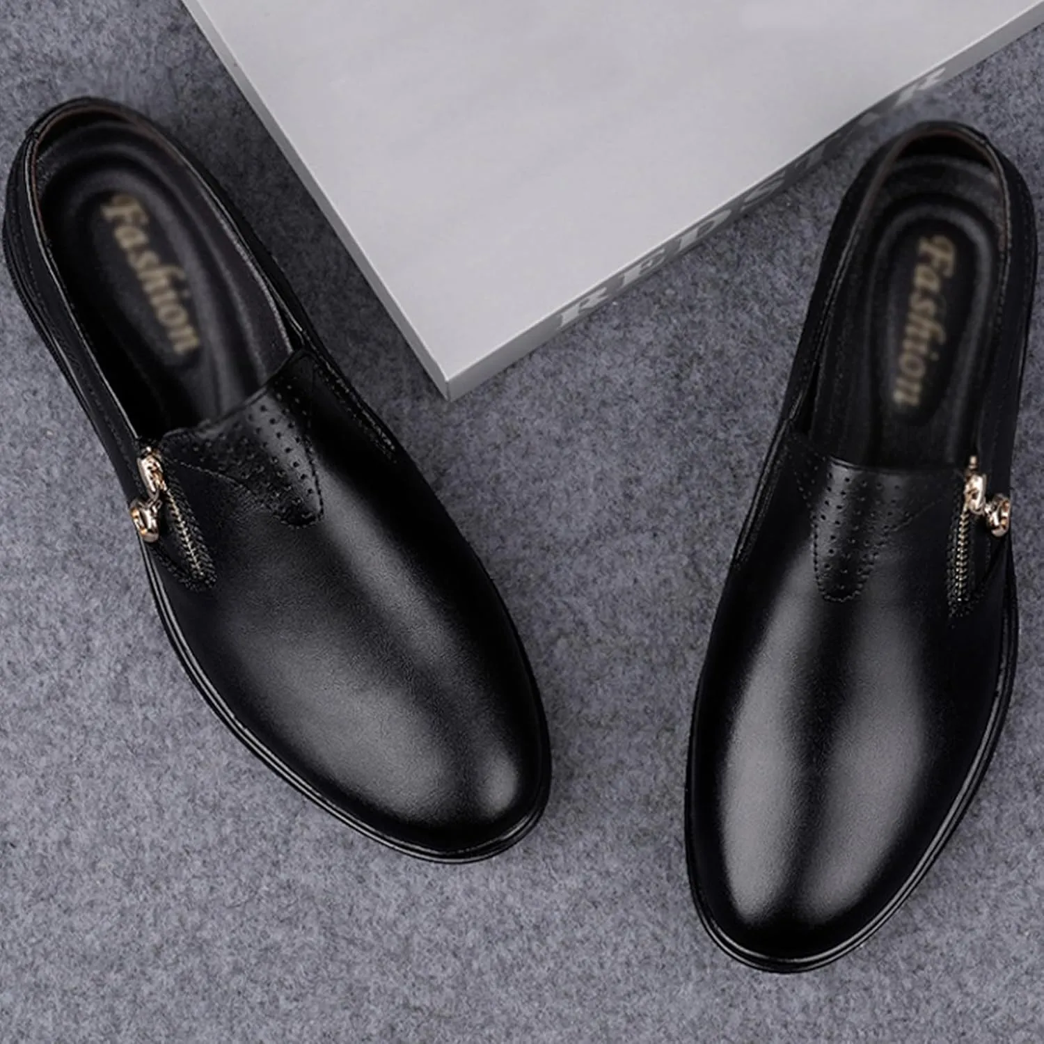 ADMLZQQ Men's Faux Oxford Leather Tuxedo Dress Shoes Classic Slip-On Formal Oxford