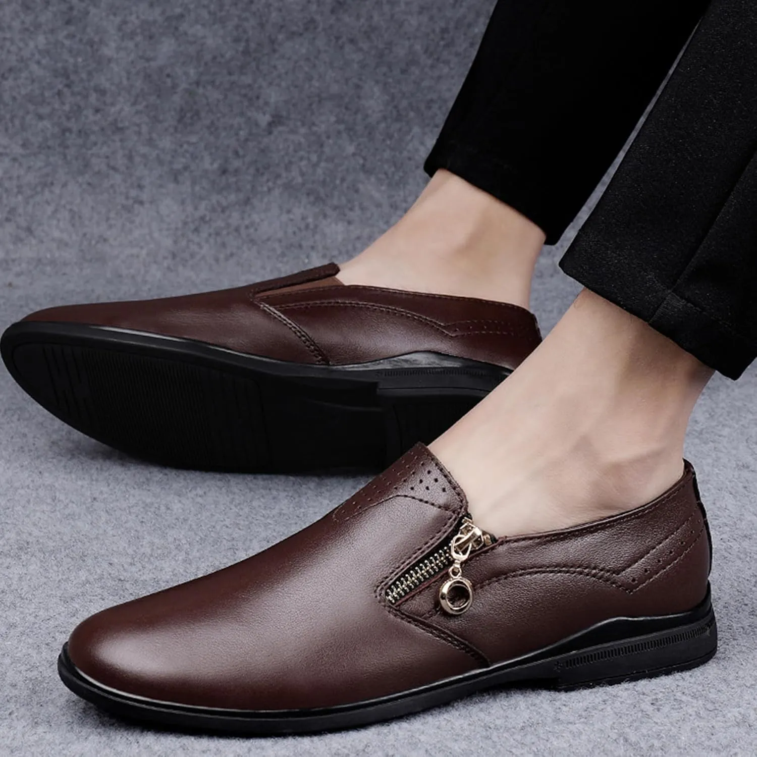 ADMLZQQ Men's Faux Oxford Leather Tuxedo Dress Shoes Classic Slip-On Formal Oxford