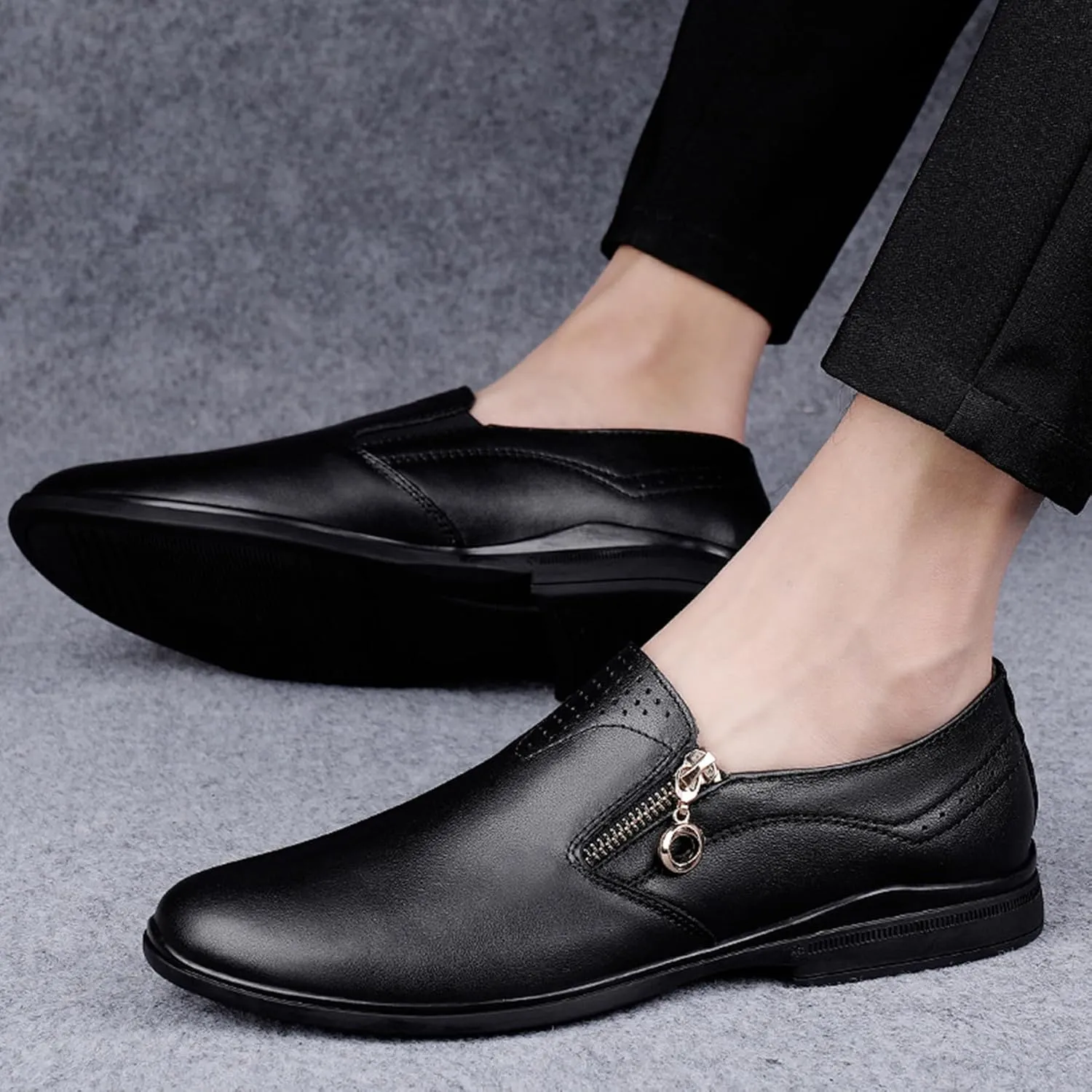 ADMLZQQ Men's Faux Oxford Leather Tuxedo Dress Shoes Classic Slip-On Formal Oxford