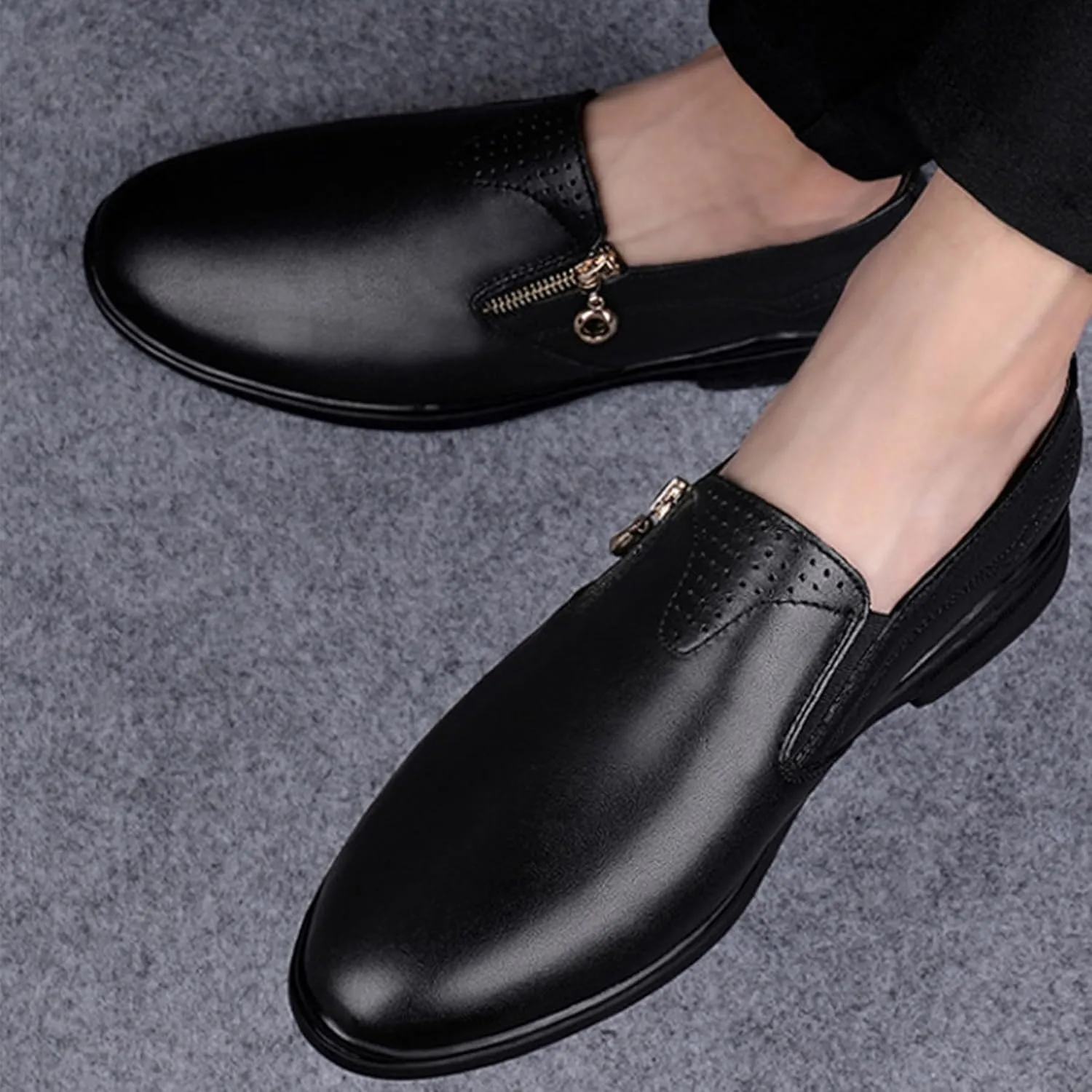 ADMLZQQ Men's Faux Oxford Leather Tuxedo Dress Shoes Classic Slip-On Formal Oxford