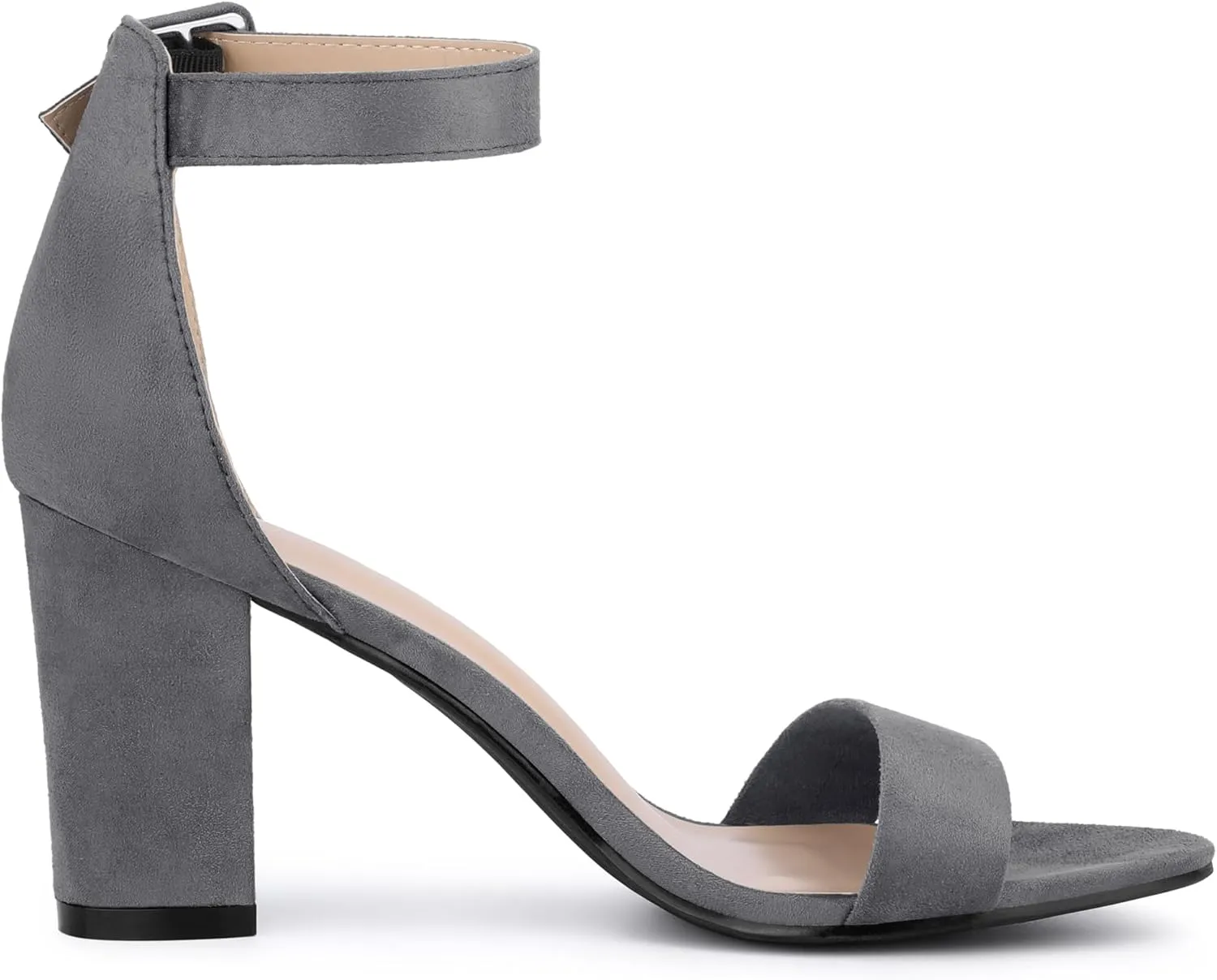Allegra K Women's Open Toe High Chunky Heel Buckle Ankle Strap Sandals