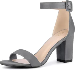 Allegra K Women's Open Toe High Chunky Heel Buckle Ankle Strap Sandals