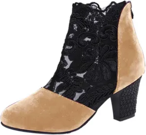 AMDBEL Womens Boots Ankle, Ankle Booties Sexy Chunky Heel Short Boots Fashion Boots Pointd Toe Fall Winter Dress Shoes