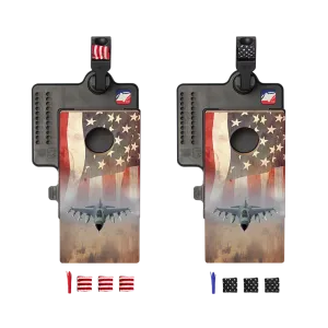 American Flag With Jet Double Chuck Mini Cornhole Tabletop Game