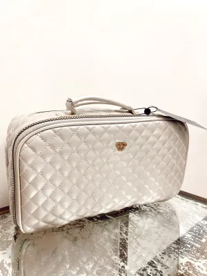 Amour Travel Case - White Gold Quilted