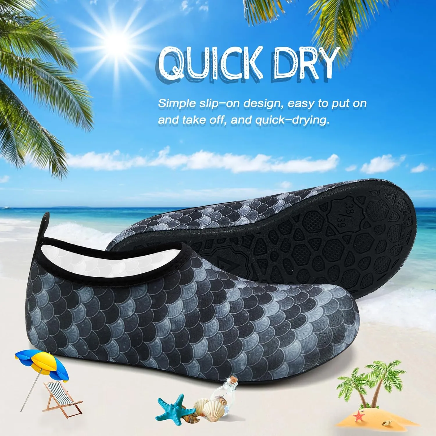 ANLUKE Water Shoes Barefoot Aqua Yoga Socks Quick-Dry Beach Swim Surf Shoes for Women Men