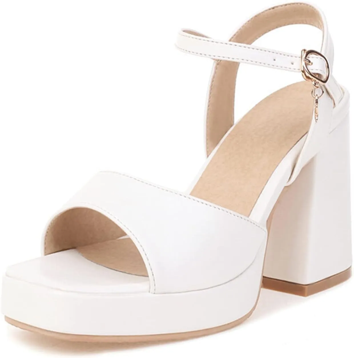 bbruriy Heels for Women Block Chunky Platform High Heels Square Open Toe Fashion Wedding Party Evening Prom Dance Ankle Strap Dress Pump Sandals Shoes
