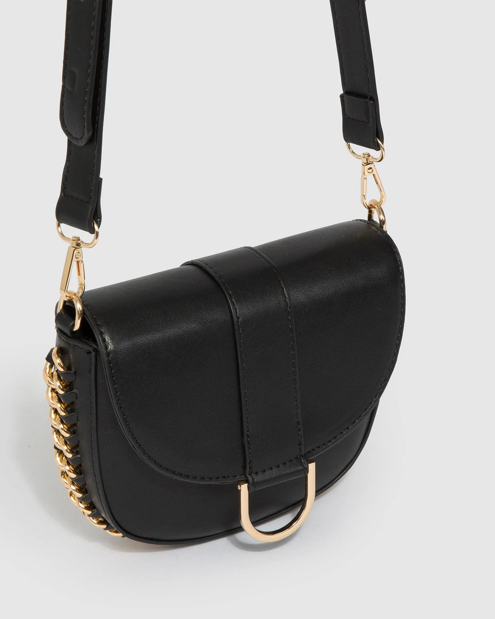 Black Alvita Chain Saddle Bag
