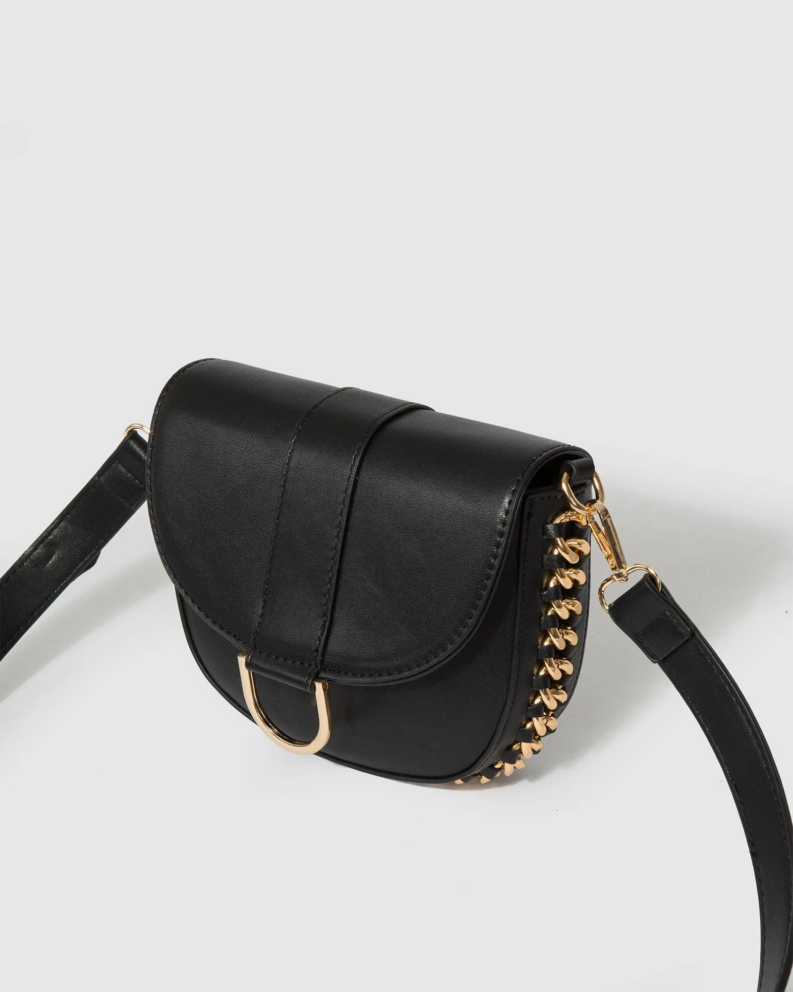 Black Alvita Chain Saddle Bag