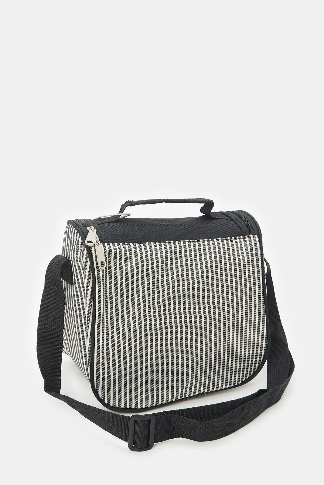 Black Striped Lunch Bag