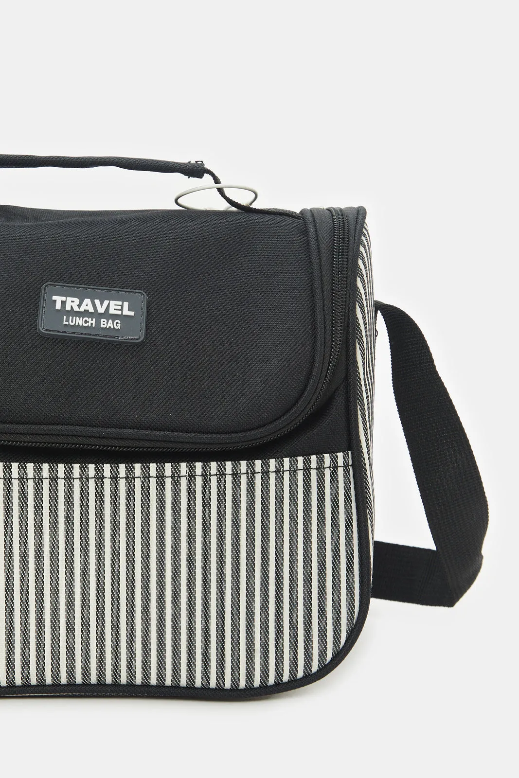 Black Striped Lunch Bag