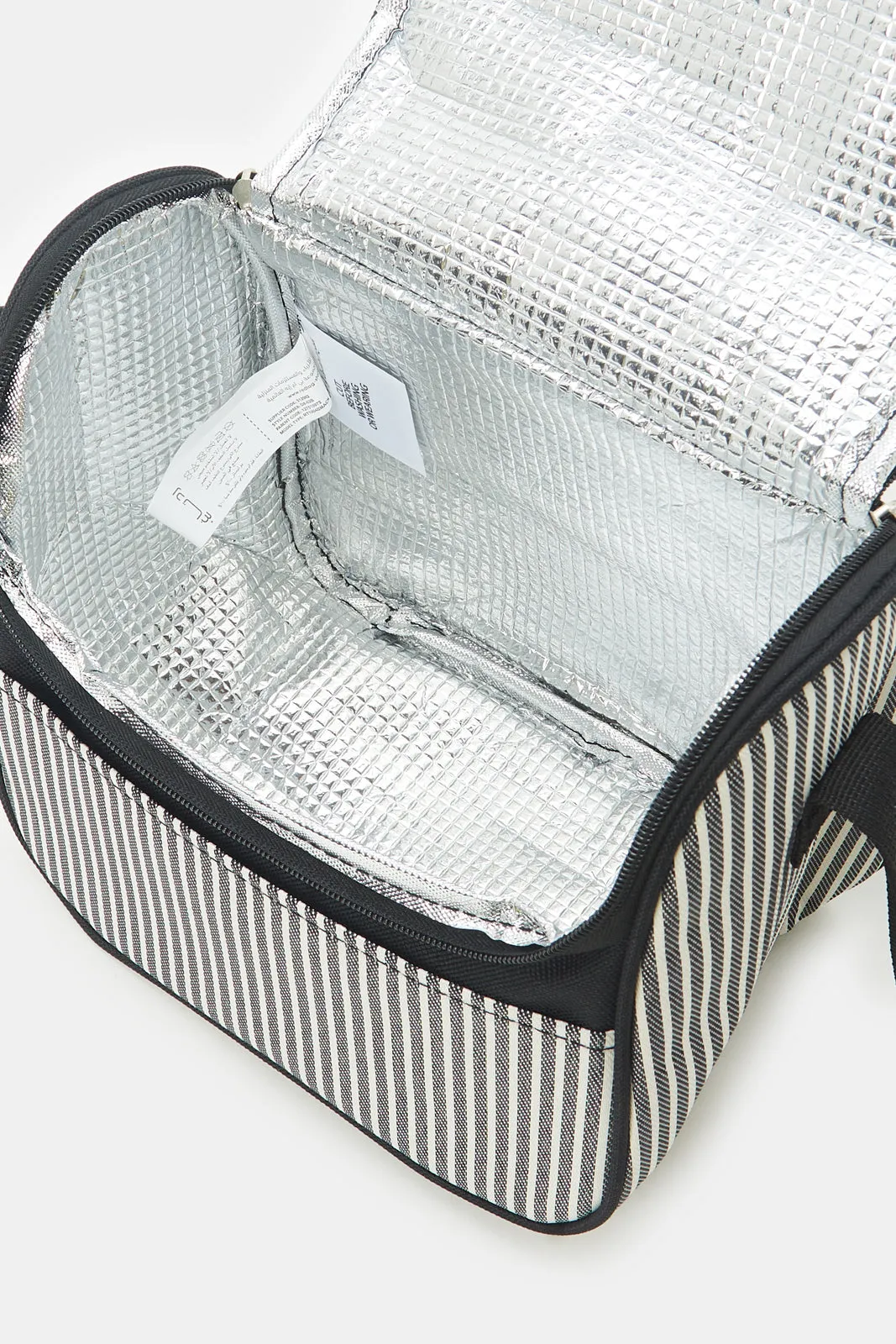 Black Striped Lunch Bag
