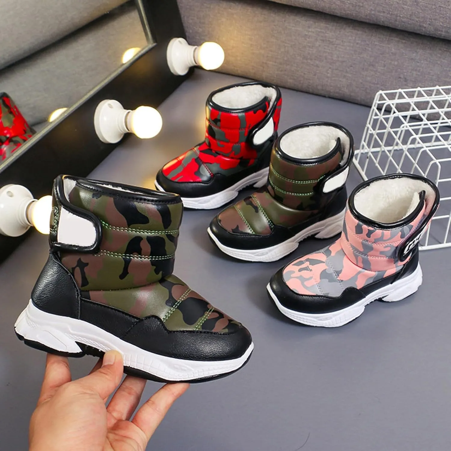 Boys Toddler Snow Boots Waterproof Resistant Outdoor Winter Shoes Toddler Cam Boots For Girls (Little Kid/Big Kids)