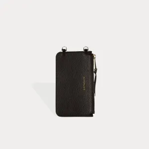 Classic Pebble Leather Zip Pouch - Black/Gold