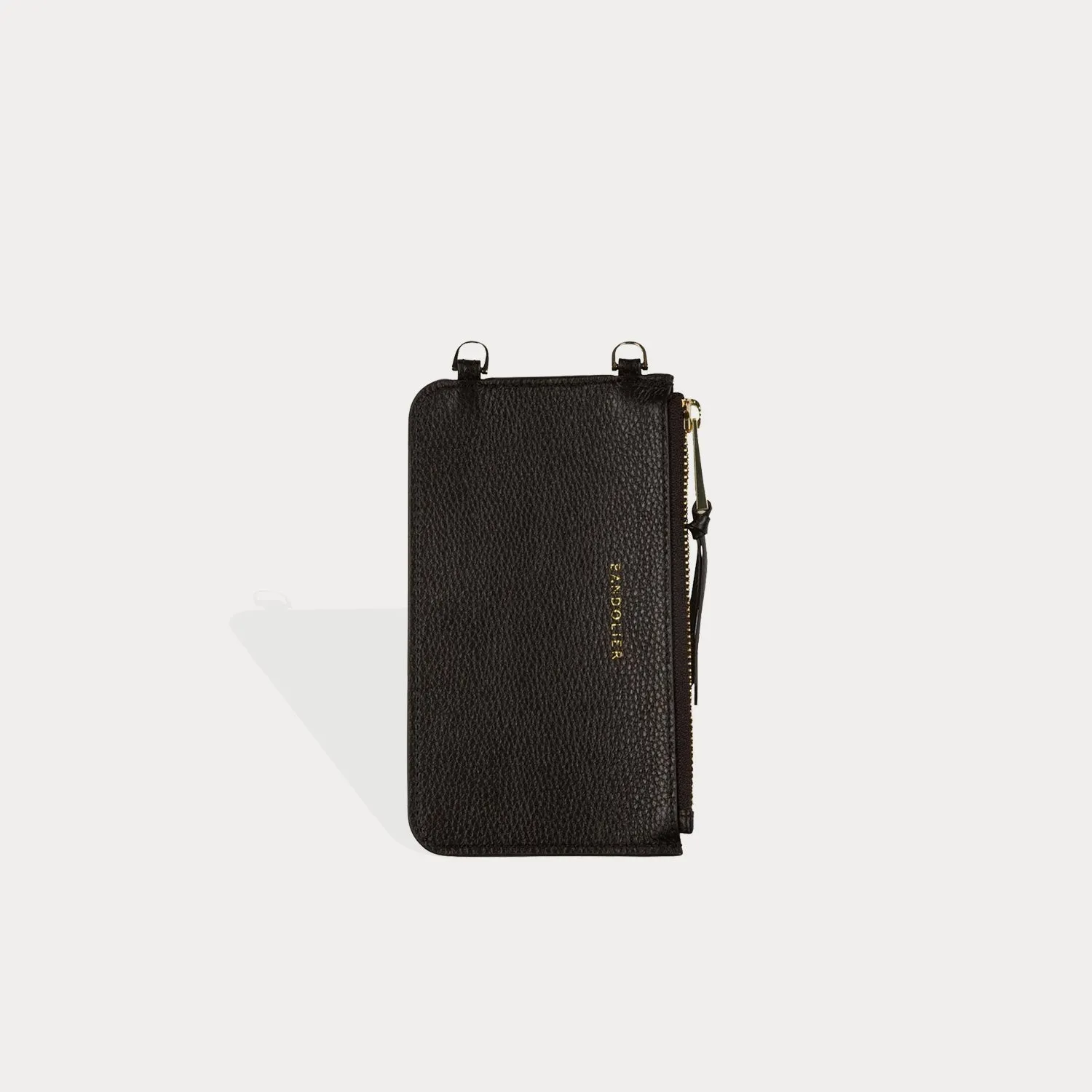 Classic Pebble Leather Zip Pouch - Black/Gold