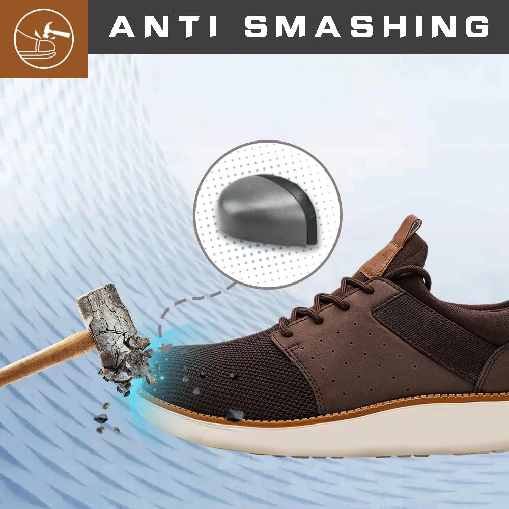 CLOAKA Men's Shoes Steel Toe Shoes for Men Mesh Slip On Work Casual Safety Walking Puncture Proof Sneakers