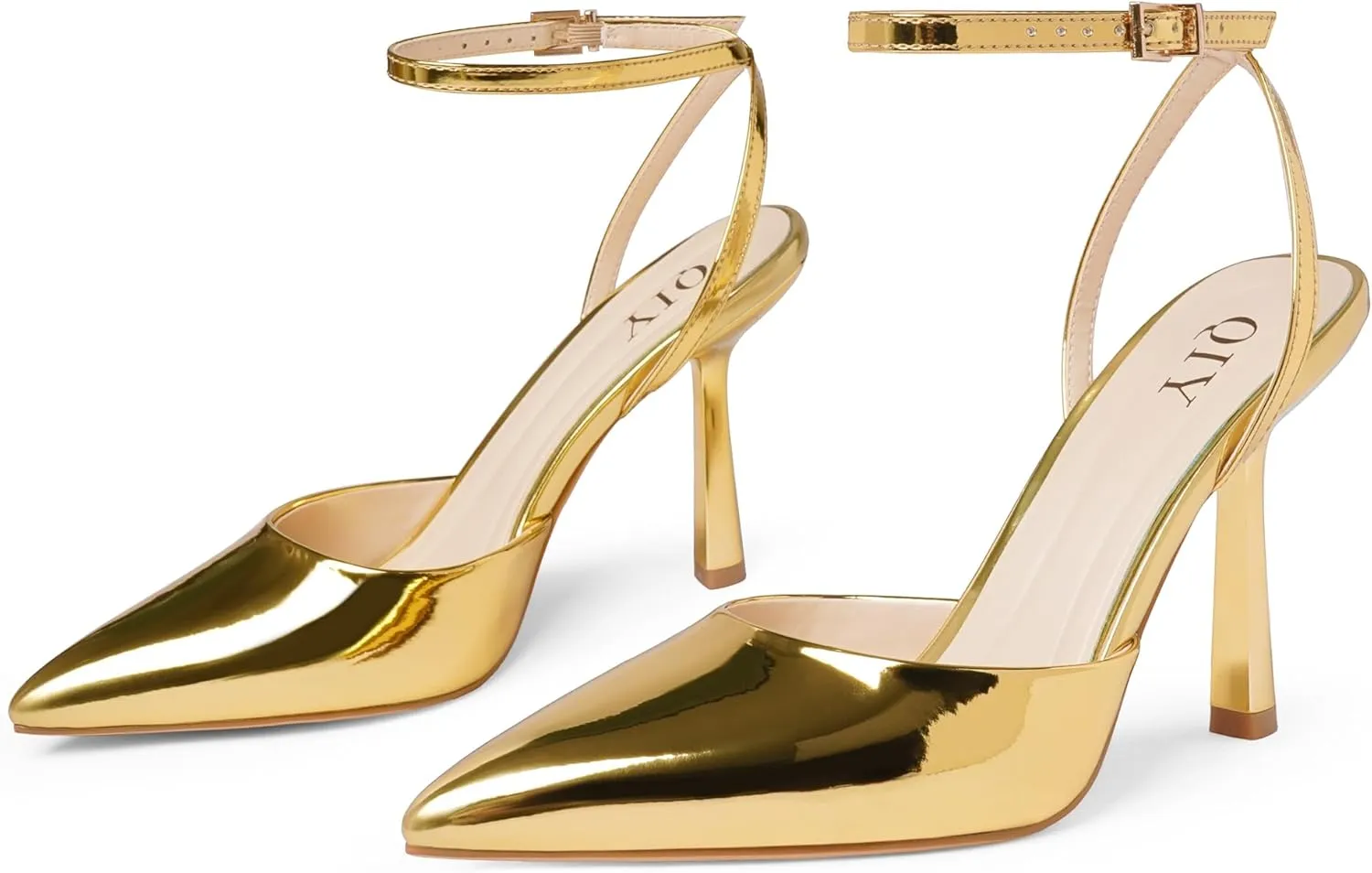 Closed Toe Ankle Strap Heels Women Pumps Pointed Toe Heeled Sandals for Women Stiletto Wedding Dress Shoes