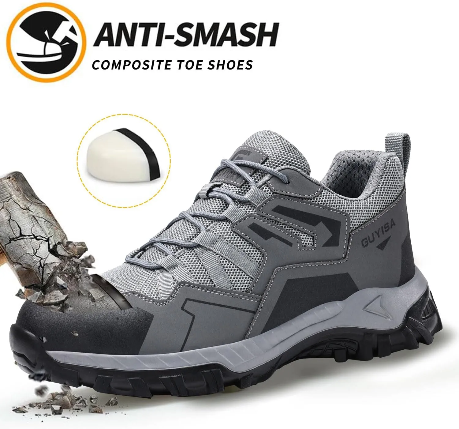 Composite Toe Shoes for Men Non Slip Safety Work Shoes Industrial Steel Toe Sneakers for Men.