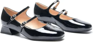 C.Paravano Women Mary Jane Low Block Heels - Square Toe Double Strap Dress Shoes Work Pumps Comfortable for Daily Wear, Office, Party, Wedding, Dating, Spring/Summer Events, Formal/Casual Occasions