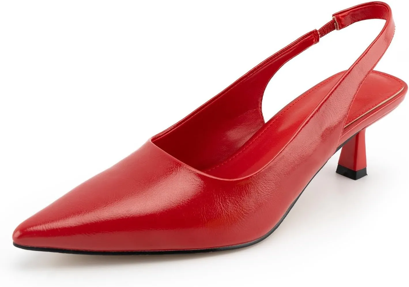 DREAMCIA Women's Pumps Slingback Heels Pointed Toe Sling Back Kitten Heels Women Metallic Slingback Pumps Bride Dresses Wedding Shoes