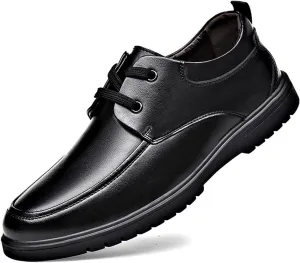 Dress Oxford Shoes for Men Lace Up Breathable Round Apron Burnished Toe Vegan Leather Slip Resistant Anti-Slip Non Slip Classic (Color : Black, Size : 10.5)