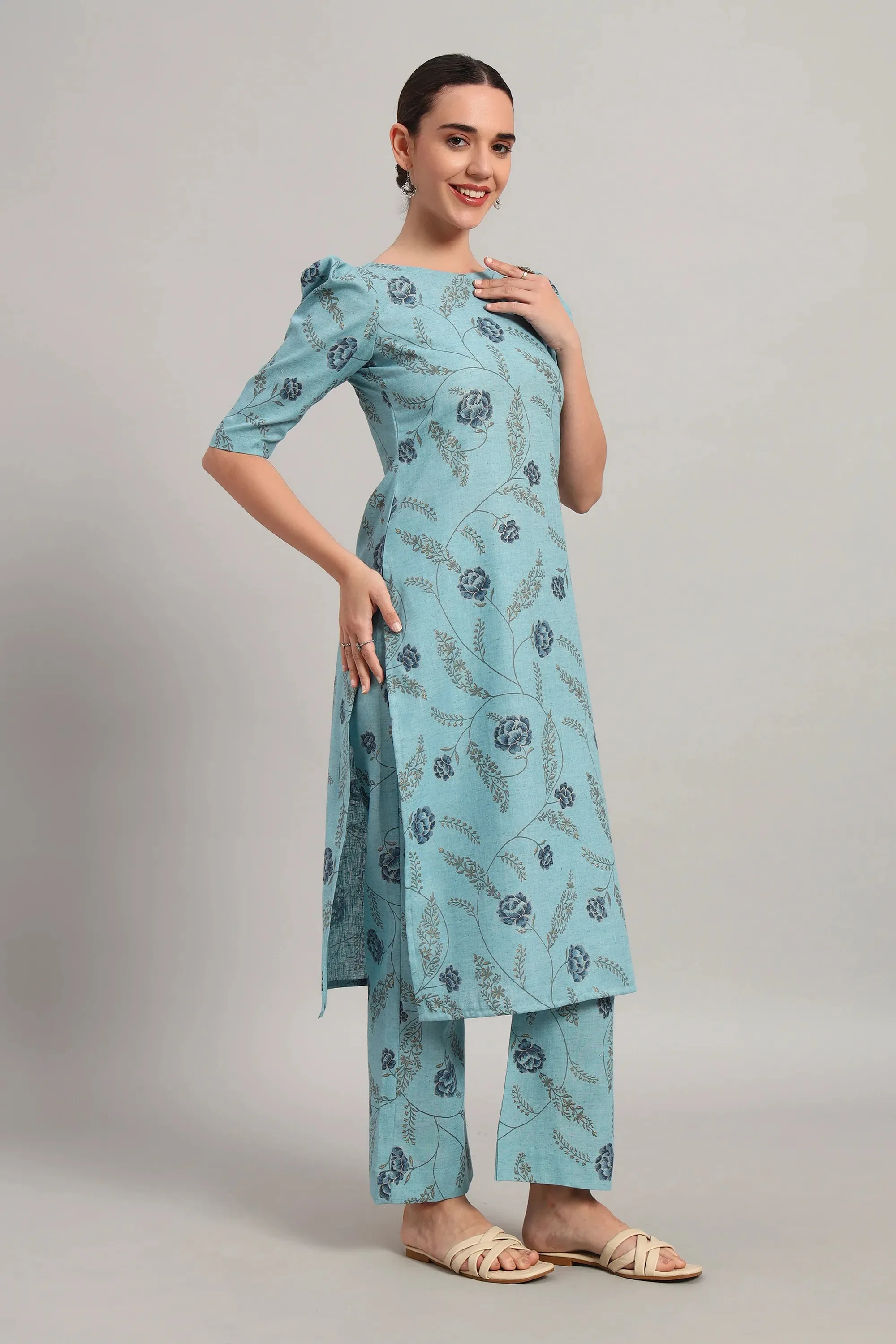Dufftar Diaries Kurta Set, Sky Blue
