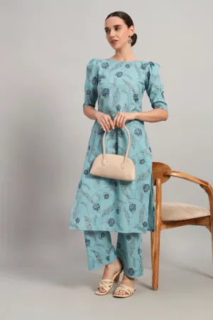 Dufftar Diaries Kurta Set, Sky Blue