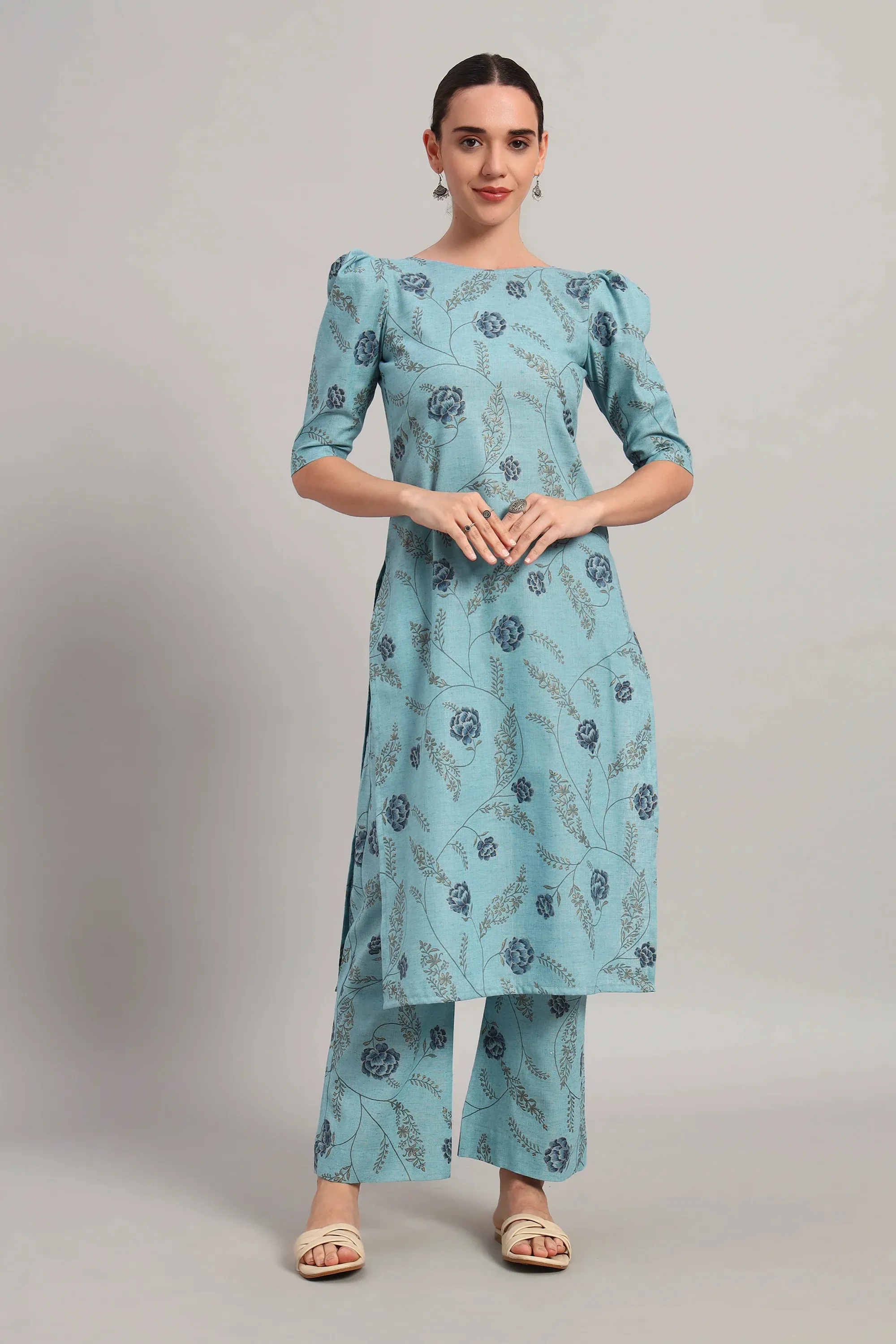 Dufftar Diaries Kurta Set, Sky Blue