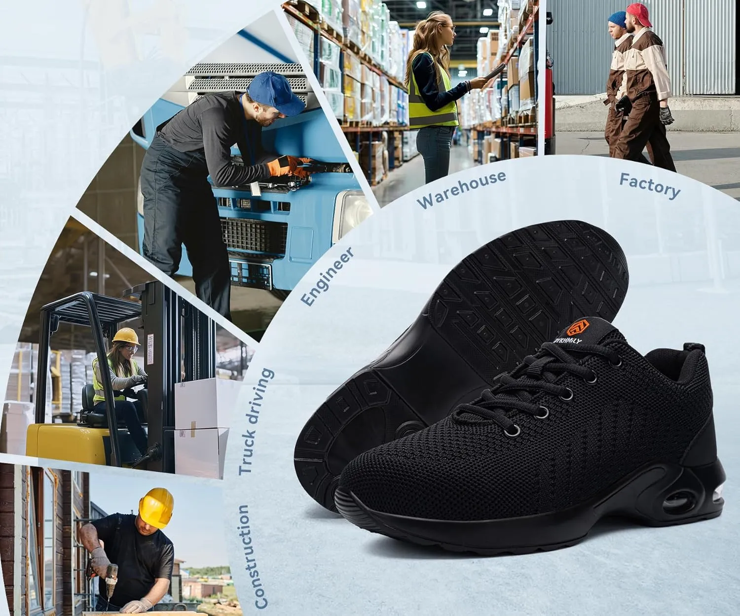 DYKHMILY Steel Toe Shoes for Men Women Lightweight Safety Shoes Steel Toe Sneakers Comfortable Non Slip Work Shoes Composite Indestructible Shoes