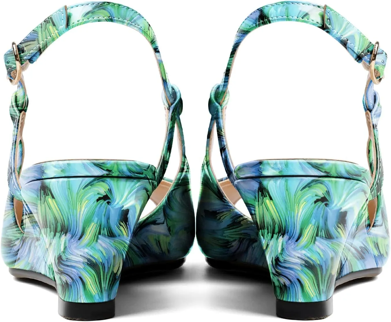 Eldof Slingback Low Wedge Sandals for Women Peep Toe Wedge Heel Pumps Shoes 2 Inches for Dress Working Evening