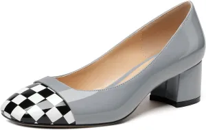Eldof Women's Low Heels, Square Toe Slip On Heels, Block Heel Pumps, Comfortable 2 Inches Shoes for Dress Party Wedding