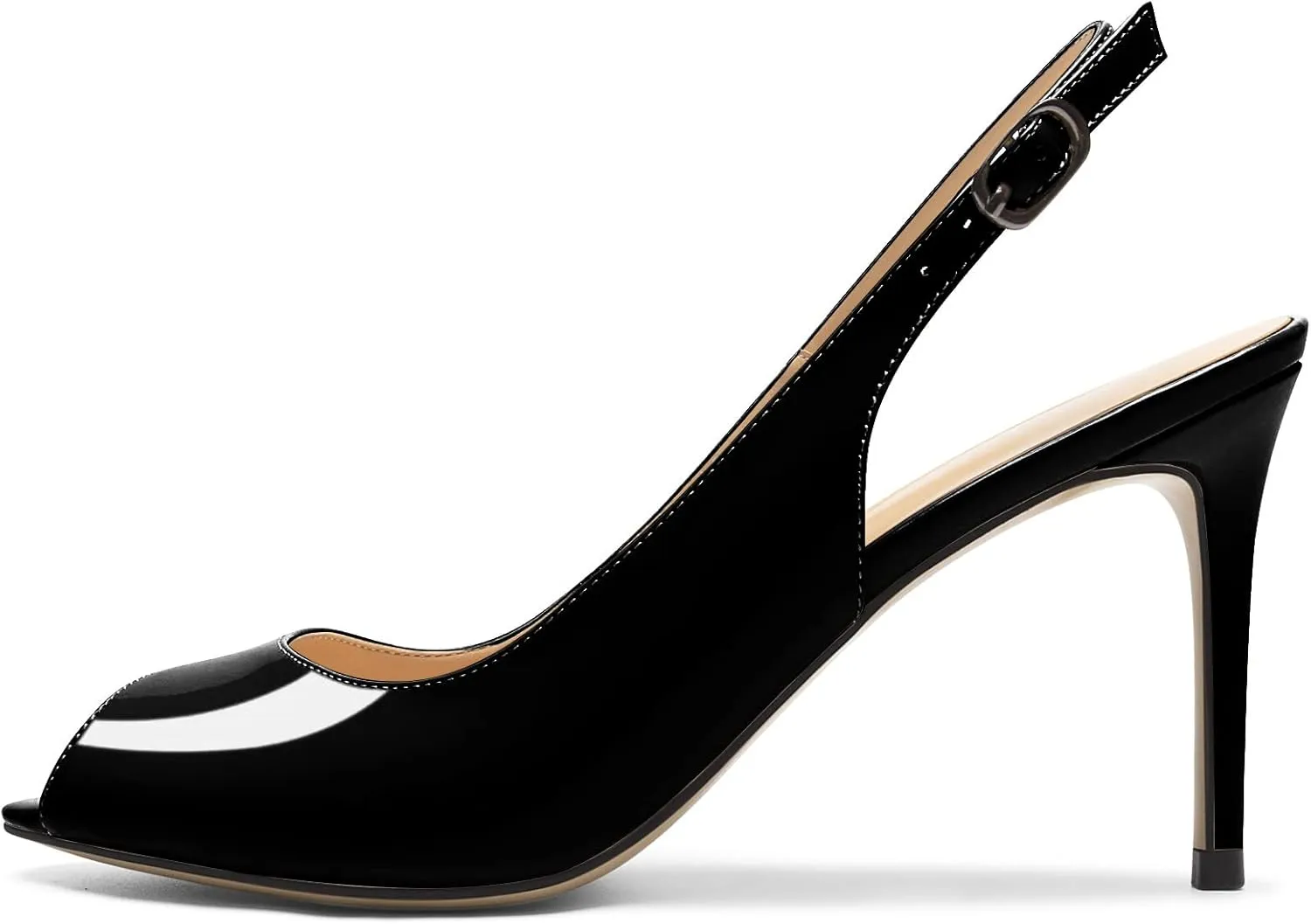 Eldof Women's Peep Toe Slingback High Heels,Stiletto Heel Slingback Sandals, Comfort High Heels Dress Shoes for Ladies Office Wedding Evening