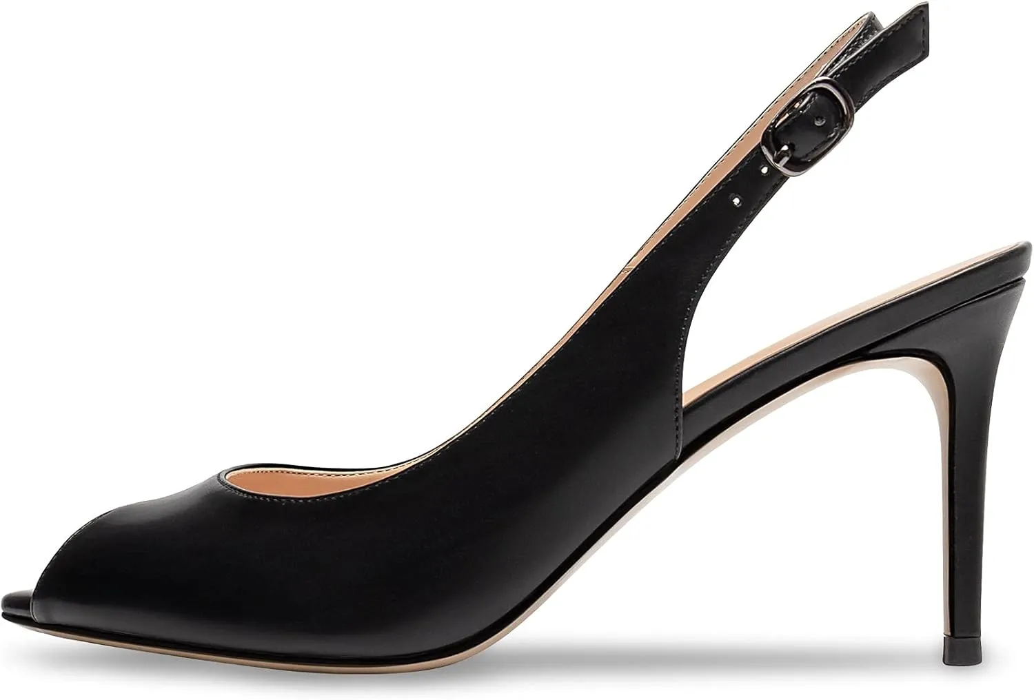 Eldof Women's Peep Toe Slingback High Heels,Stiletto Heel Slingback Sandals, Comfort High Heels Dress Shoes for Ladies Office Wedding Evening