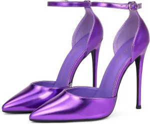 Elisabet Tang High Heels, Women Pumps D'Orsay Ankle Strap Pointed Toe Stiletto Heels Party Wedding Shoes