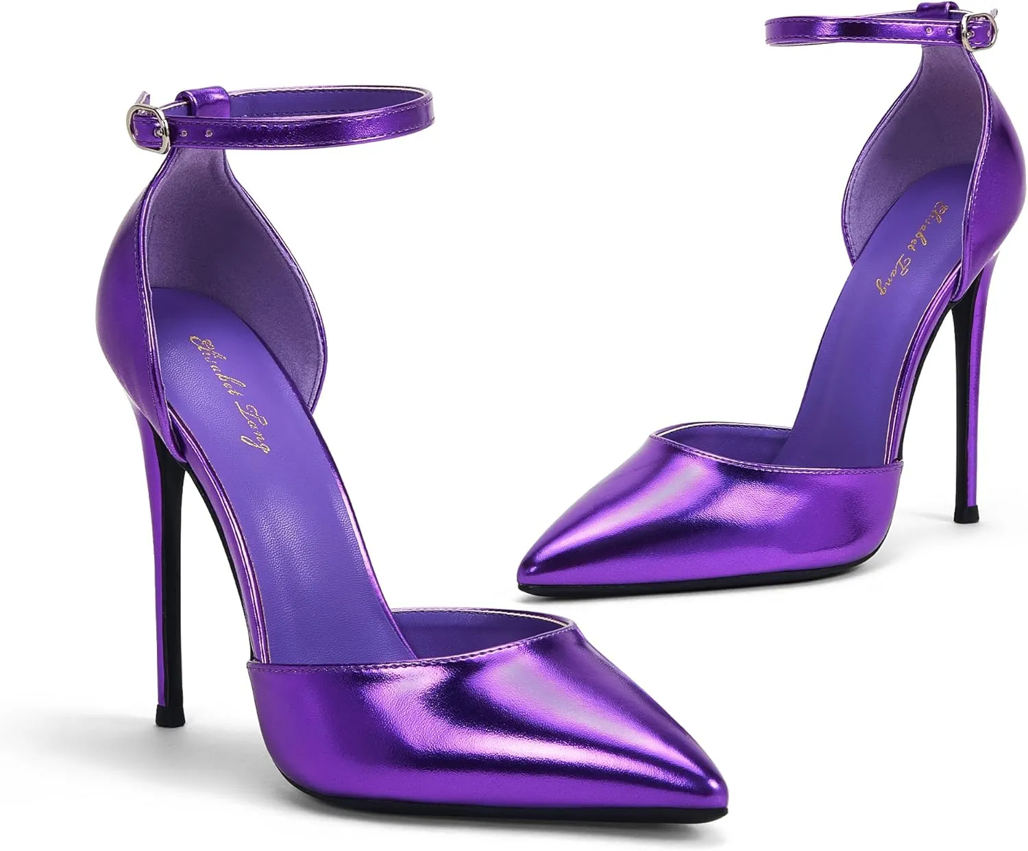 Elisabet Tang High Heels, Women Pumps D'Orsay Ankle Strap Pointed Toe Stiletto Heels Party Wedding Shoes