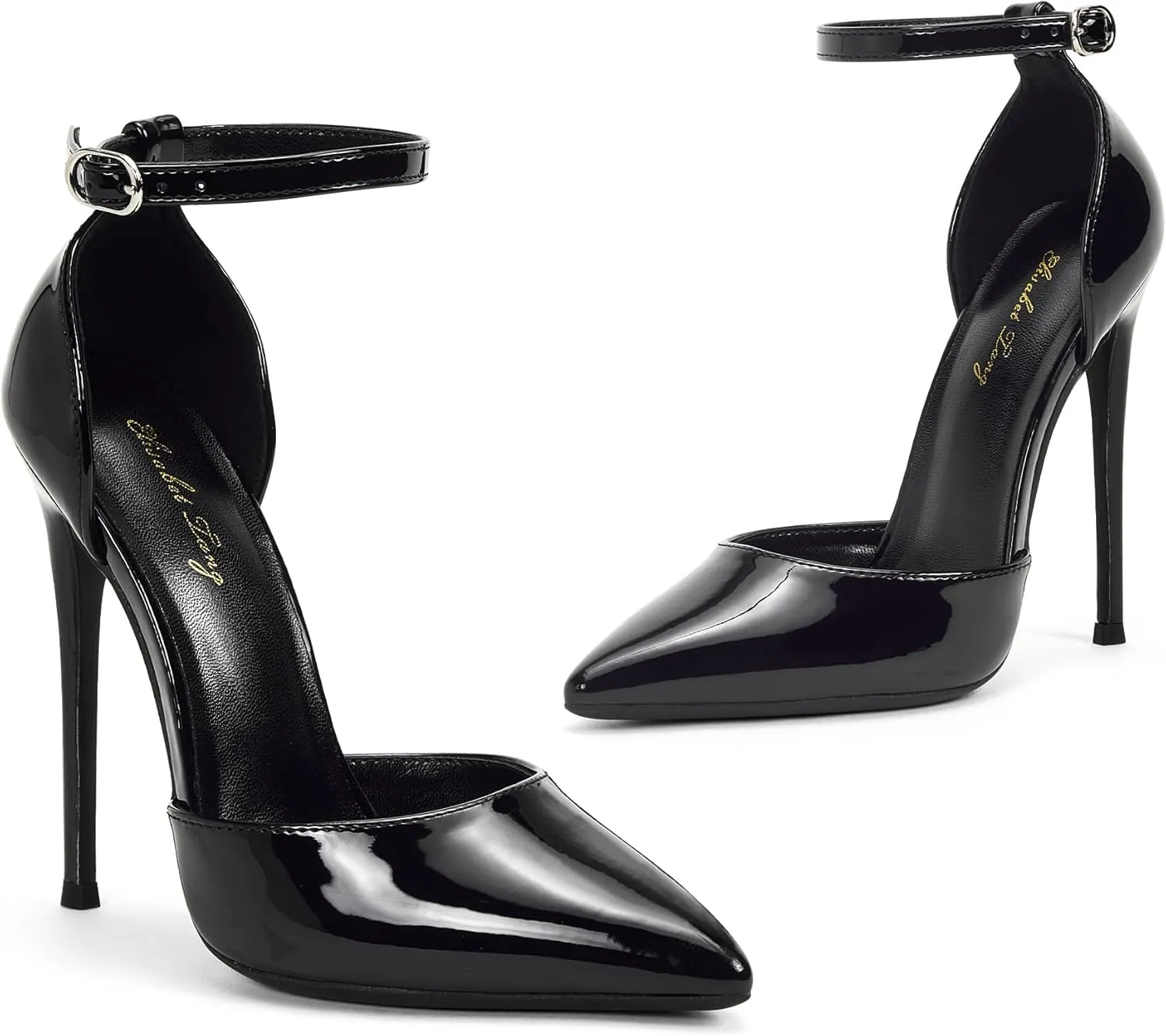 Elisabet Tang High Heels, Women Pumps D'Orsay Ankle Strap Pointed Toe Stiletto Heels Party Wedding Shoes