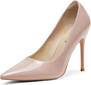 Elisabet Tang Women's High Heels Pumps Closed Pointed Toe Stiletto 4inch Heels Classic Office Special Dressy Wedding Pump Shoes