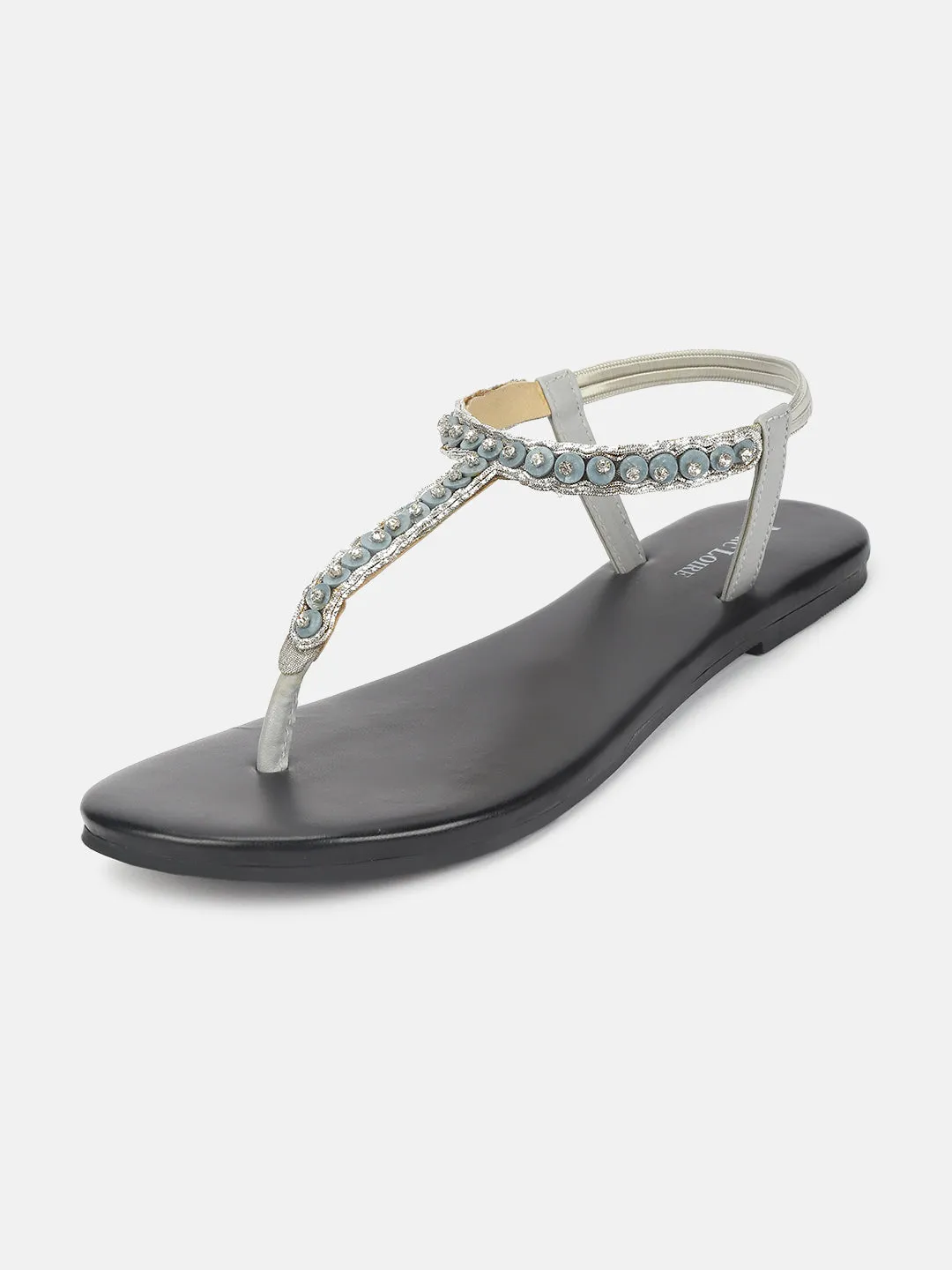 Embellished-T-Strap -Flat-Sandals