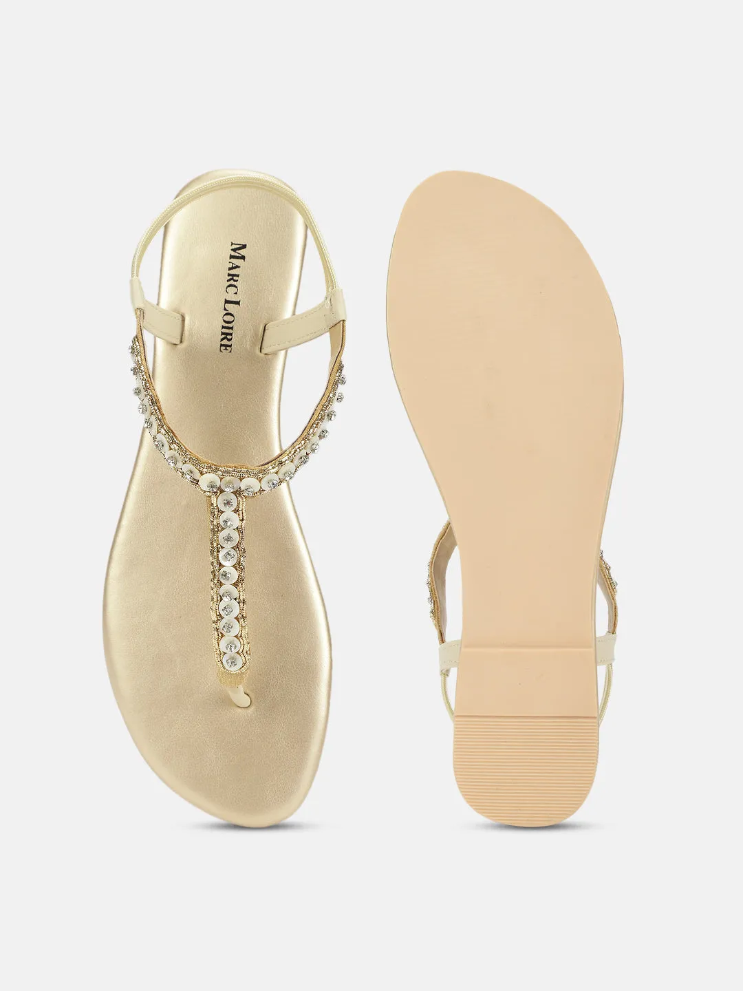 Embellished-T-Strap -Flat-Sandals