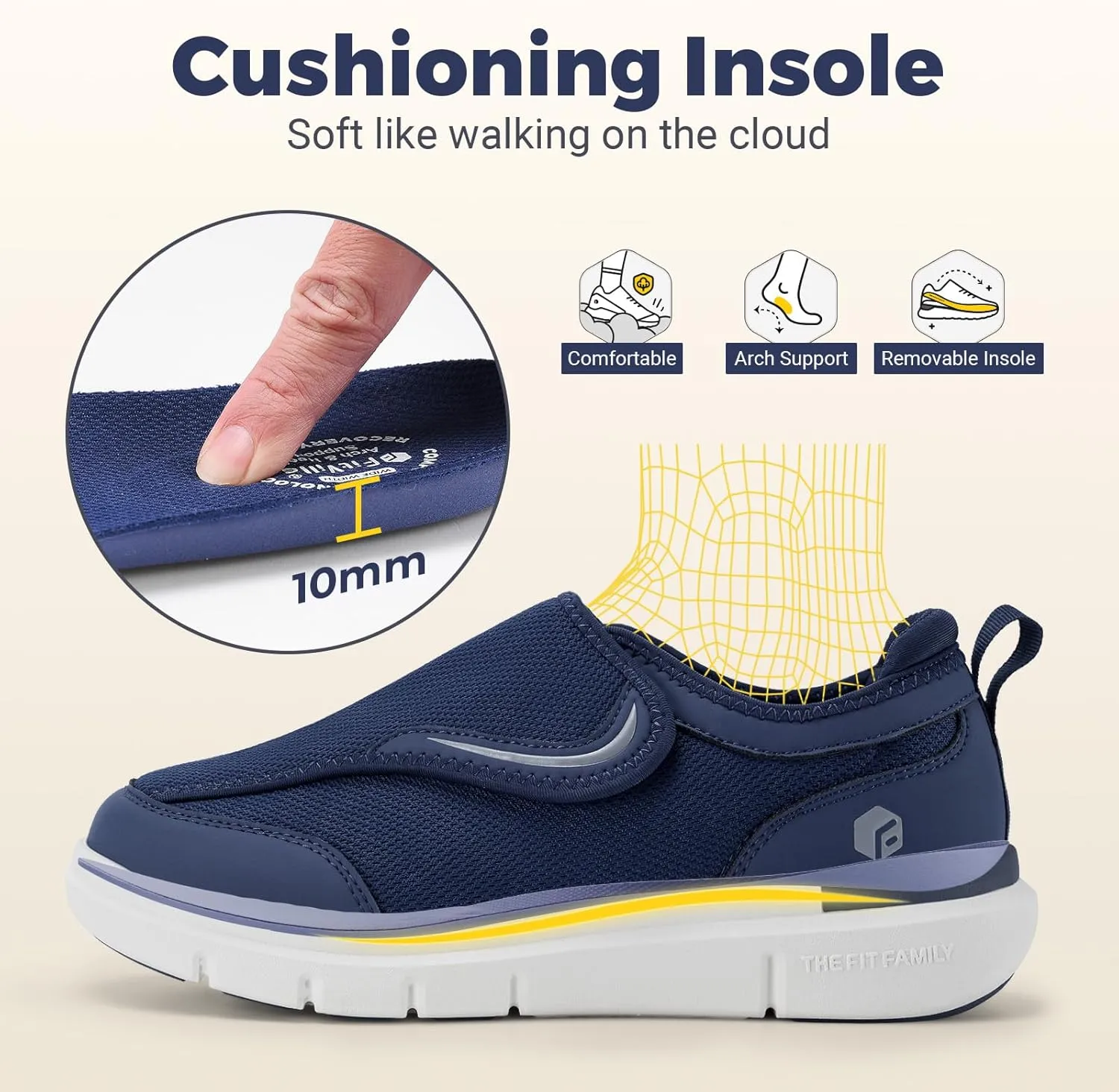 FitVille Diabetic Shoes for Men Wide Width for Swollen Feet, Extra Wide Shoes for Men with Fully Adjustable Straps