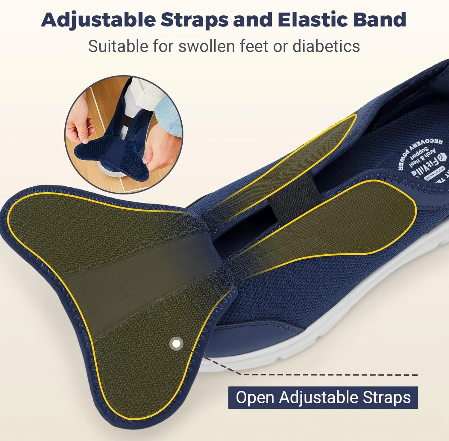 FitVille Diabetic Shoes for Men Wide Width for Swollen Feet, Extra Wide Shoes for Men with Fully Adjustable Straps